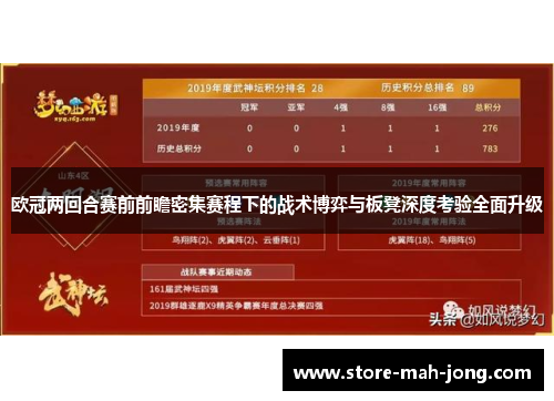 欧冠两回合赛前前瞻密集赛程下的战术博弈与板凳深度考验全面升级 欧冠两回合赛前前瞻密集赛程下的战术博弈与板凳深度考验全面升级
